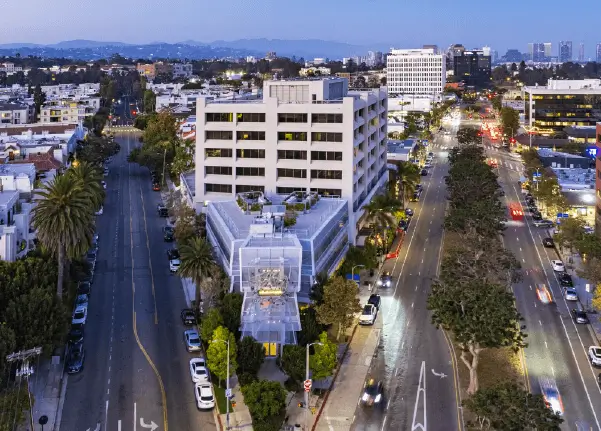 Aerial view of San Vicente Blvd. in Brentwood